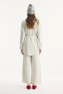 Stand-Up Collar Belted Set with Comfortable Trousers