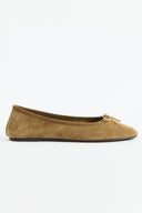 Bow Detail Genuine Suede Leather Ballerinas