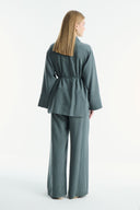 Cuffed Striped Trouser Set