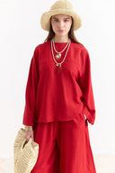 Linen Trousers Set with Waist Tie Detail