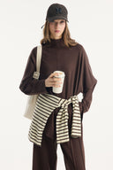 Stand-Up Collar Belted Set with Comfortable Trousers