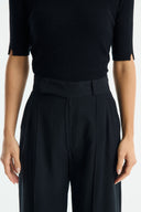 Straight-Leg Topstitched Trousers