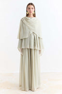 Shoulder Pleat Detail Yoryo Chiffon Pants Set
