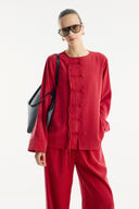 Button-Detailed Trousers Set