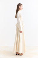 Cuffed Embroidered Detail Linen Skirt Set