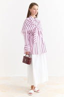 Lace Detail Striped Shirt