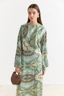 Satin Printed Yoryo Chiffon Dress
