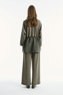 Wide-Collar Trimmed Wide-Leg Trouser Set