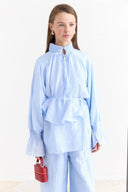 Trouser Set with Ruffle Sleeve Detail