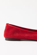 Bow-Detail Genuine Suede Leather Ballerinas