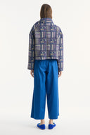 Ethnic Patterned Jacket with Collar Bow and Gold Buttons
