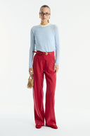 Straight-Leg Topstitched Trousers