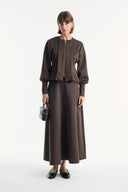 Scuba Set with Zipper Detail and Flared Skirt
