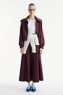 Wide Collar Zippered Scuba Skirt Set