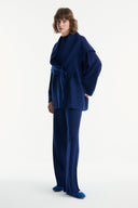 Knit Trousers Set with Shawl Detail