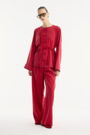 Button-Detailed Trousers Set