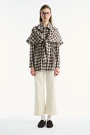 Detachable Shawl Collar Cotton Plaid Shirt