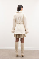 Aliya Faux Fur Cuffed Wool Coat