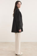 Side-Tie Dacron Shirt with Pleats