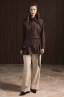 Side-Tie Dacron Shirt with Collar