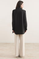 Side-Tie Dacron Shirt with Pleats