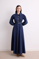 Ambrella Gold Buttoned Belted Dress