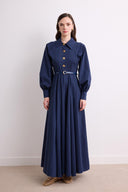 Ambrella Gold Buttoned Belted Dress