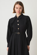 Ambrella Gold Buttoned Belted Dress