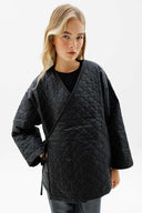 Wrap-Front Quilted Coat