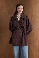 Epauletted Short Trench Coat