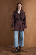 Epauletted Short Trench Coat