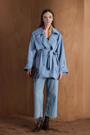 Epauletted Short Trench Coat