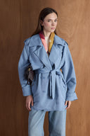 Epauletted Short Trench Coat