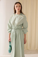 Arbia Gold Dacron Skirt Set