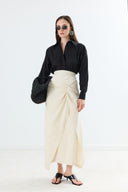 Aries Linen Ruched Skirt
