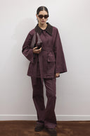 Arin Collar Velvet Denim Set