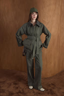 Arin Collar Velvet Denim Set