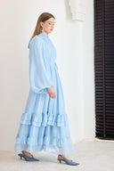 Arjana Ruffled Balloon Sleeve Chiffon Dress