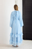 Arjana Ruffled Balloon Sleeve Chiffon Dress