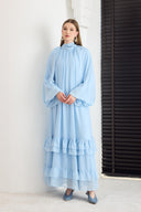 Arjana Ruffled Balloon Sleeve Chiffon Dress