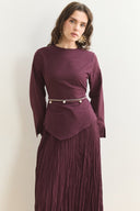 Asymmetric Blouse and Crinkle Skirt Set