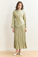 Asymmetrical Blouse and Crinkle Skirt Set