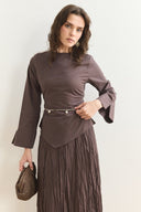 Asymmetric Blouse and Crinkle Skirt Set