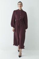 Asymmetric Ruffled Pleated Dress