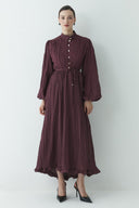 Asymmetric Ruffled Pleated Dress