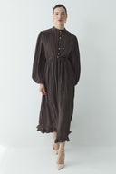 Asymmetrical Ruffled Pleated Dress