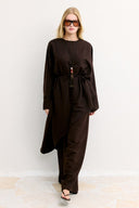 Asymmetric Belted Pants Set