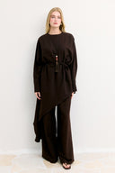 Asymmetric Belted Pants Set