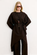 Asymmetric Belted Pants Set