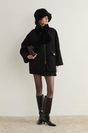 Aveline Pocket Detail Curly Wool Coat